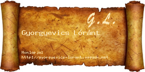 Gyorgyevics Lóránt névjegykártya